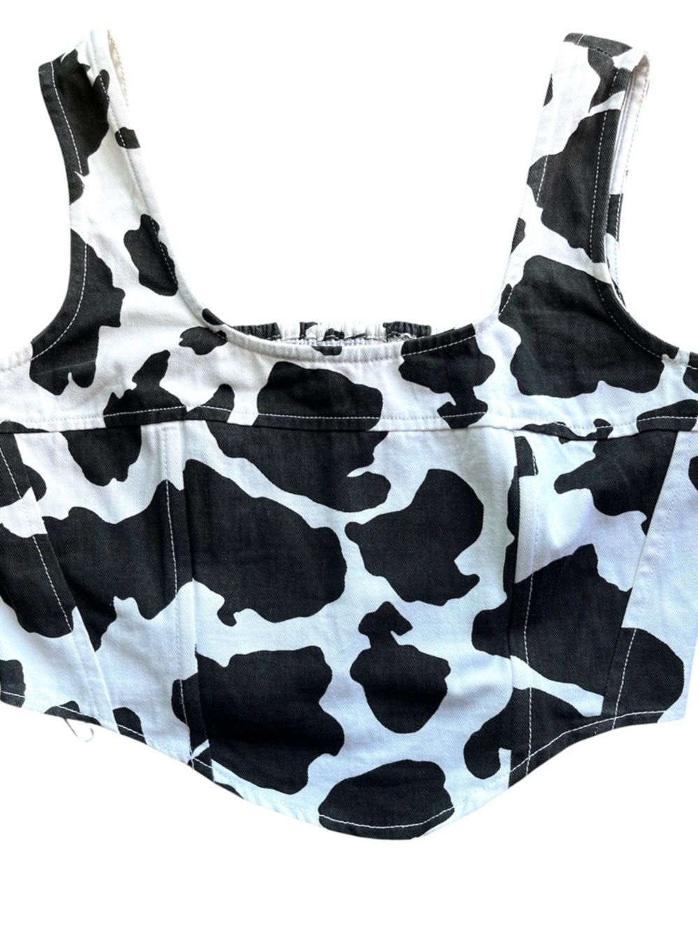 Cow Print Western Smocked Crop Top Medium Coastal Cowgirl
